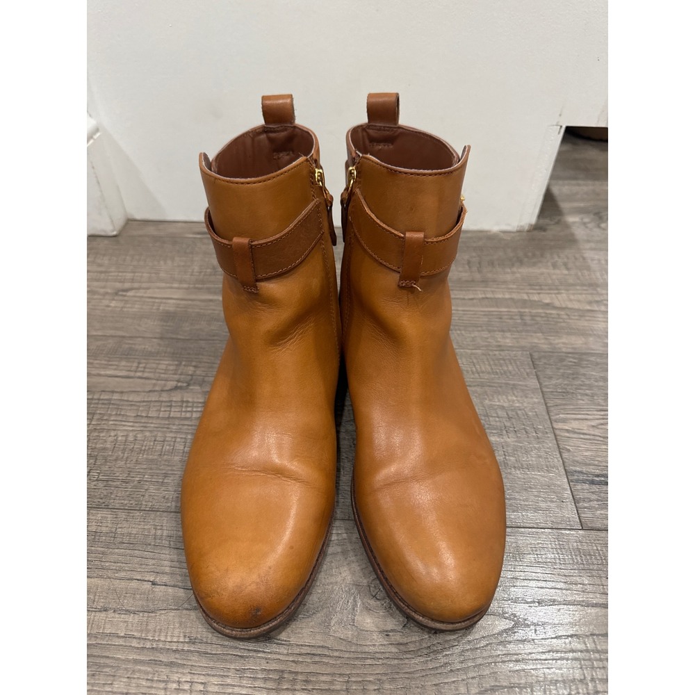 Lauren Ralph Lauren Tan Leather Ankle Boots RLL Gold Hardware 9B